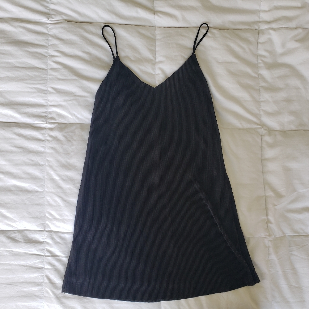 Forever 21 Spaghetti Strap V Neck Black Slip Dress